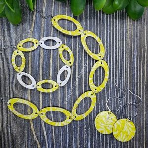 Yellow/White Floral NecklaceBraceletEarring Set